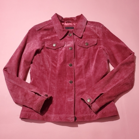 Totally 2000s Y2K Berry Pink Suede Jacket - Picture 1 of 10